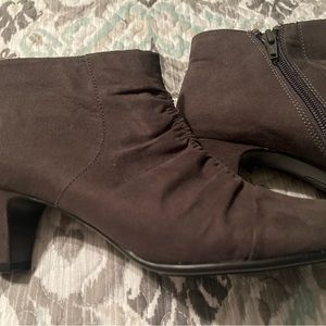 Aerosoles heeled booties with side zipper.